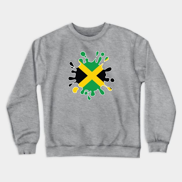 Jamaica National Flag Paint Splash Crewneck Sweatshirt by IslandConcepts